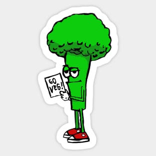 GO VEG BROCCOLI BOY - Cute Drawing with Eat Your Veggies Message Sticker